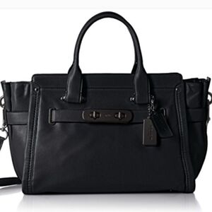Coach Smooth Swagger - Black Leather Handbag
